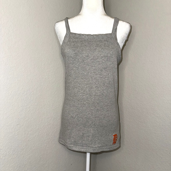 G-III Apparel Detroit Tigers Tank Top Women Large Gray Cotton Stretch Sleeveless - Picture 2 of 10
